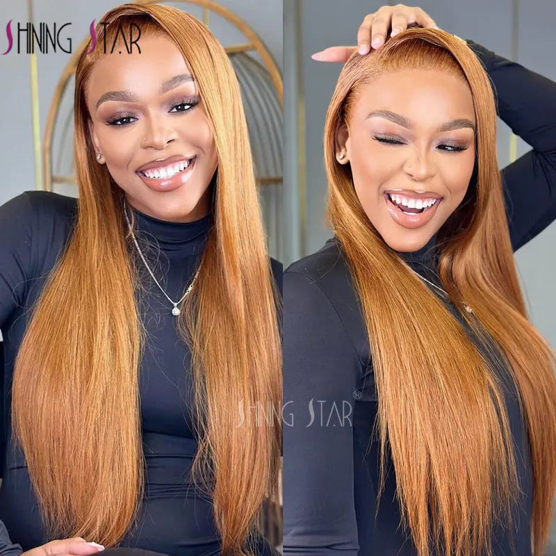 Body Wave 13X4 Lace Frontal Wig Colored Ginger Blonde Hd Transparent 30 32" Brazilian Lace Front Human Hair Wig For Black Women