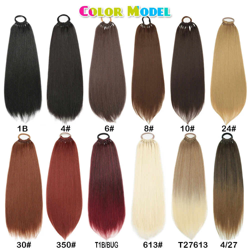 Straight Ponytail With Elastic Band 24"32" Synthetic Hair Ponytail Extensions 12Strands Women's Hairpieces False Tail For Women