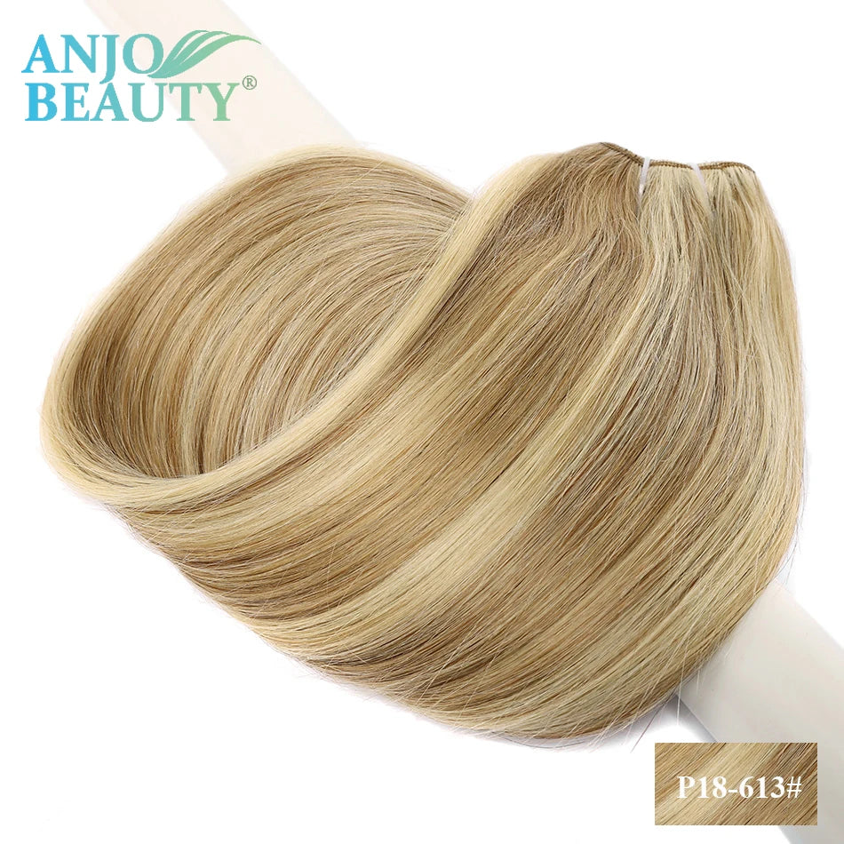 Straight Human Hair Weaves Bundles Brazilian Remy Human Hair Sew In Weft Extensions Straight Blonde 100g 16"-28" Natural Hair