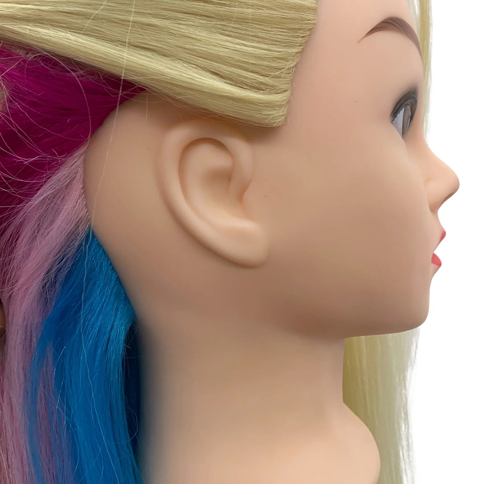 Mannequin head with colorful hair 26 inches, high temperature synthetic hair, for braiding hair practice and modeling display