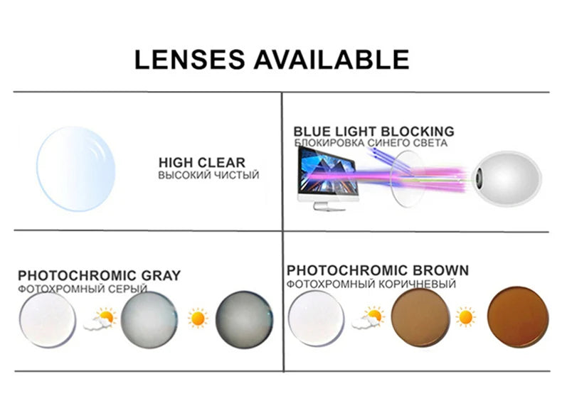 Myopia Prescription Glasses -0.5 TO -10 Men Women Business Half Frame Anti Blue Ray Photochromic Shortsighted Spectacles F518
