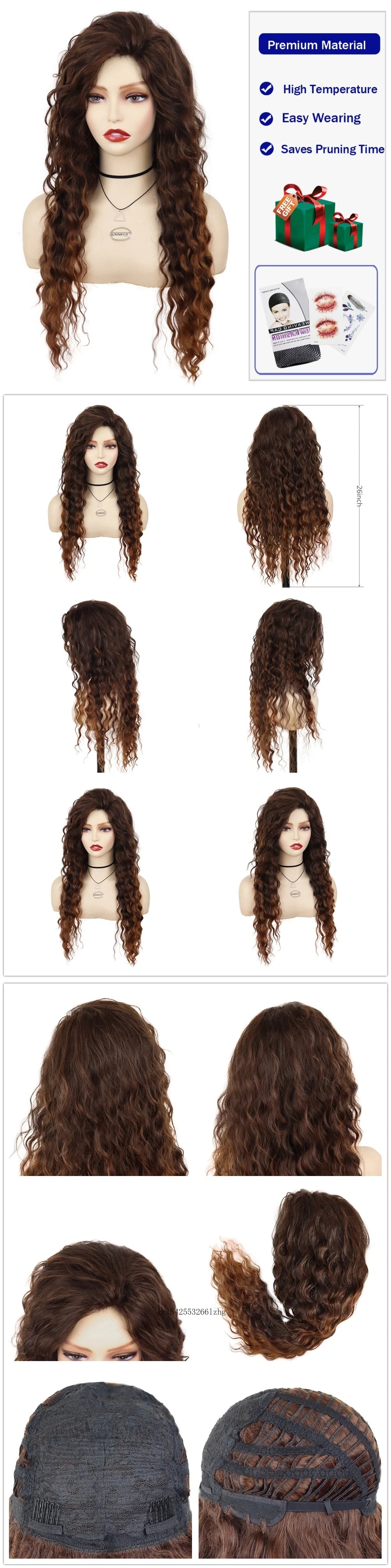 GNIMEGIL Synthetic Grey Hair Long Water Wave Wigs for Women Natural Fluffy Curly Wave Wig Cosplay Halloween Party Heat Resistant
