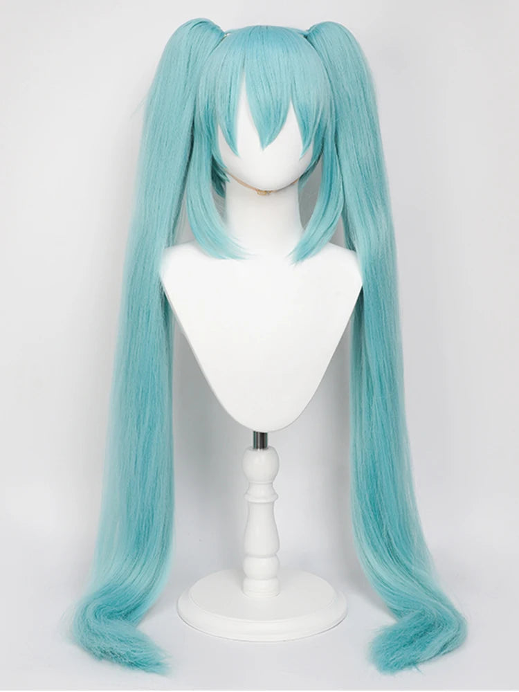 Multi-color Double Ponytail Anime Cosplay Wig Set Heat Resistant Synthetic Hair Wig