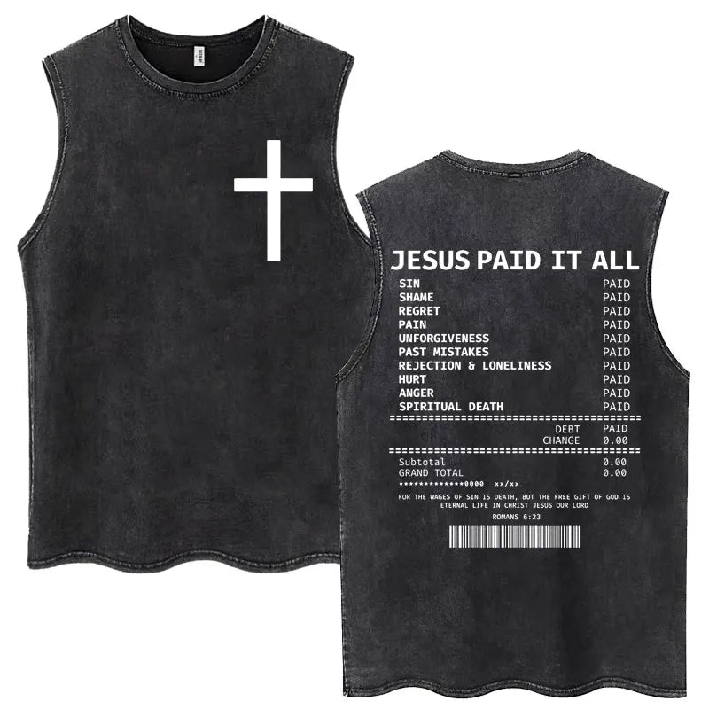 Christian Jesus Church Vintage Washed Tank Tops Bible Verse God Loves You Sleeveless T-shirt Men Women Cotton Loose Y2k T Shirts