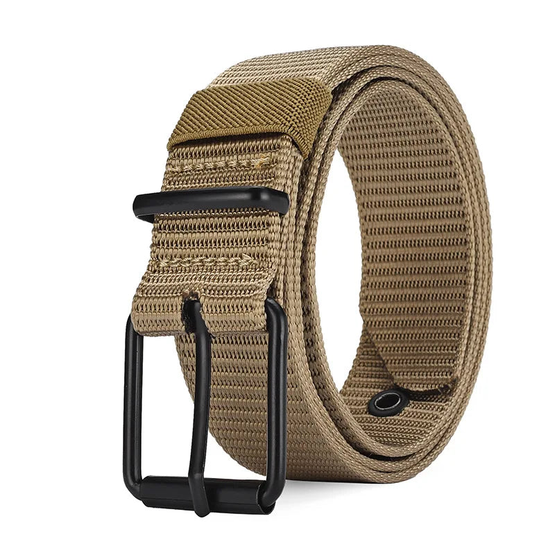 1pc Men's Belt Porous Canvas Metal Pin Buckle Belt Outdoor Sports Belt Women's Fashion Eyelet Belt With Jeans Belt For Men Women
