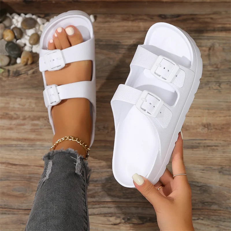 fashion Women Slippers Platform Beach Shoes Girl Outdoor Slides EVA flip flops For Home Shoes buckle Soft Thick Sole Sandals