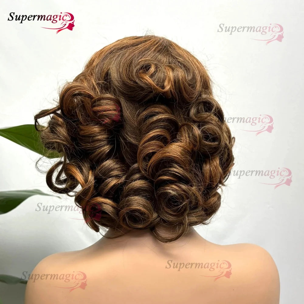 16" Loose Bouncy Curly 300 Density Glueless Lace Frontal Human Hair Wig Ready To Wear 5x5 HD Lace Wig Preplucked Hair For Woman