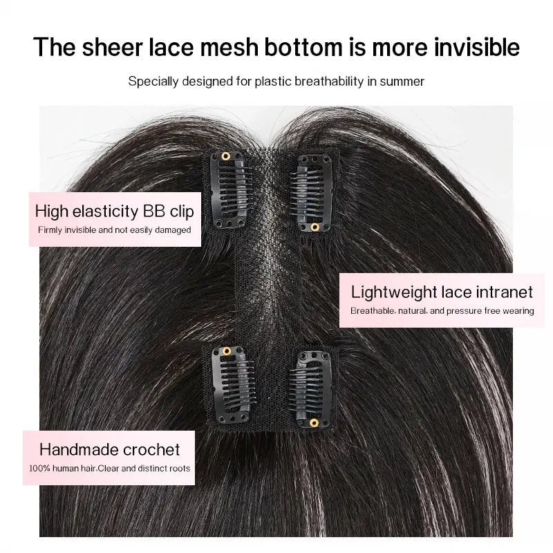 25cm 100% Human Hair 4clips Women's Natural Forehead Whitening Hair Enhancement Head Curtain 3D Eight Character Air Bangs