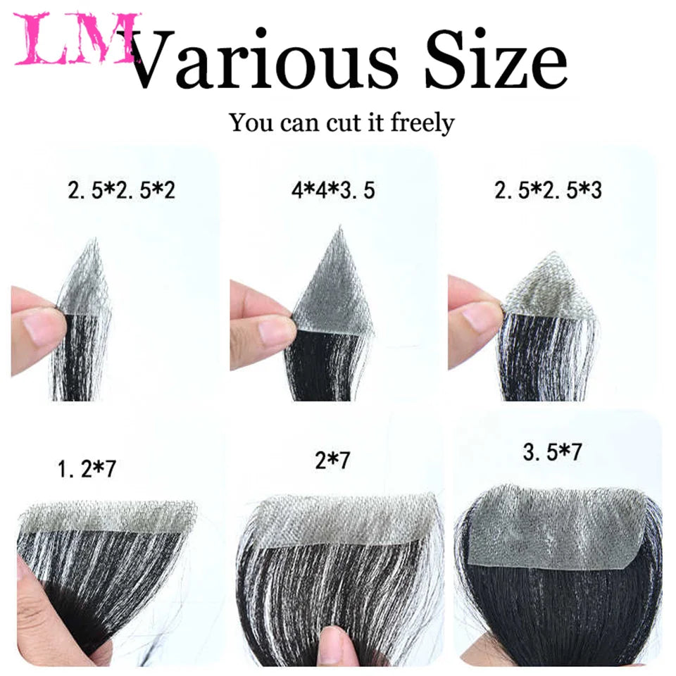 LM Natural Human Hair Clip-In Bangs,Hairline Replacement Lanugo Bangs Hand Woven Hair Bangs With Sideburns Clip In Hair Extensio
