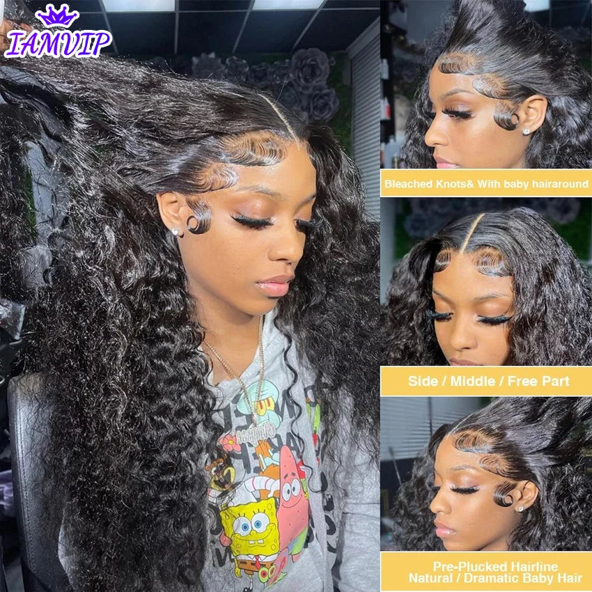 Deep Wave Lace Frontal Wig 13x4/13x6 Hd Lace Frontal Wigs Female Black Human Hair Ready To Wear Human Hair Wigs