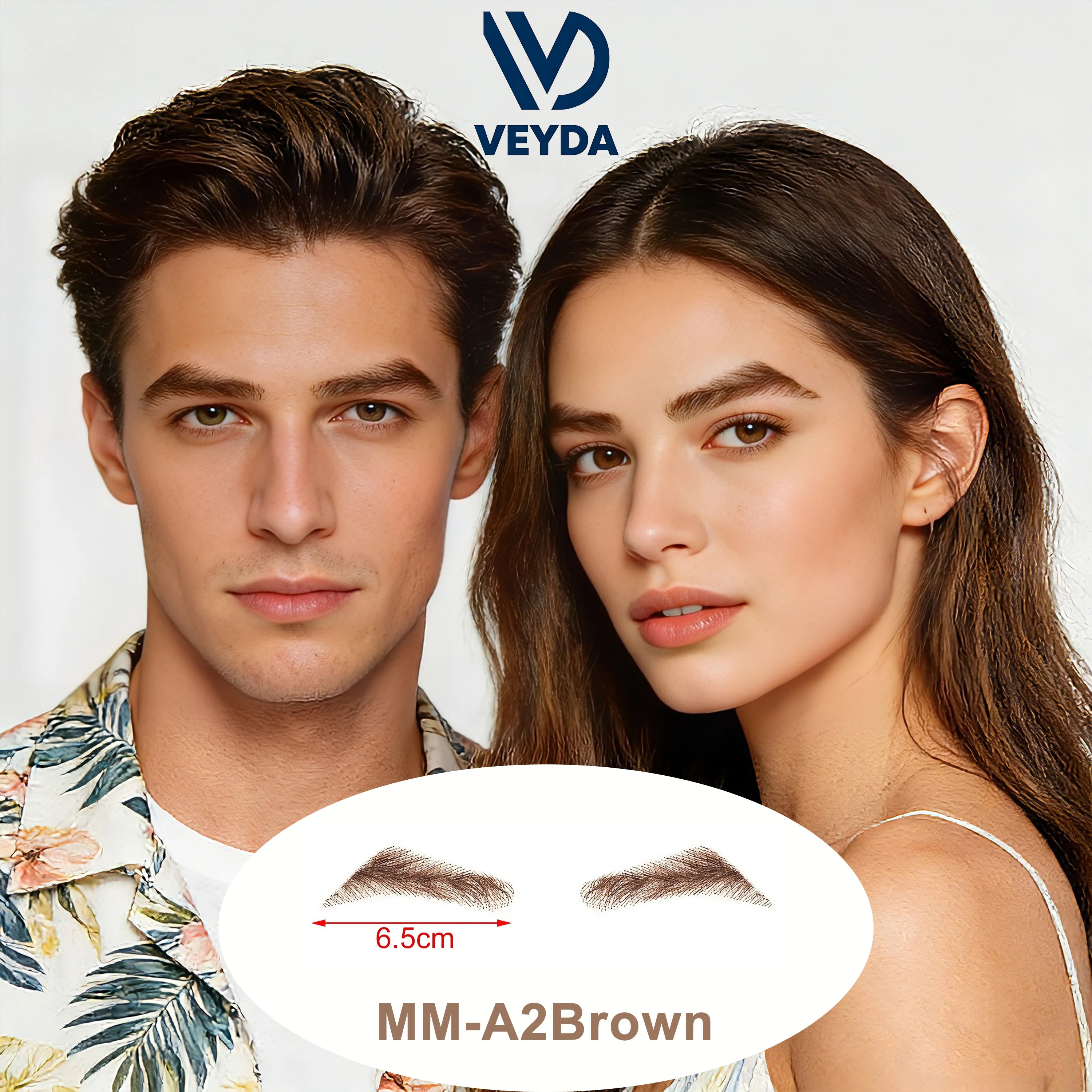 6 New Styles Invisible Natural Black Fake Eyebrows For Adult Males and Females 100% Human Hair Handtied Lace Base Natural Growth