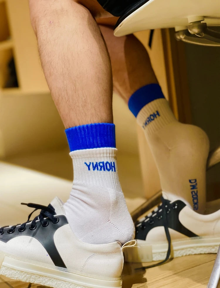 Socks Men Calcetines Hombre Basketball Socks Meias Masculina Casual Fashion Cotton Sock Sweat Sport Middle Tube Letter Socks
