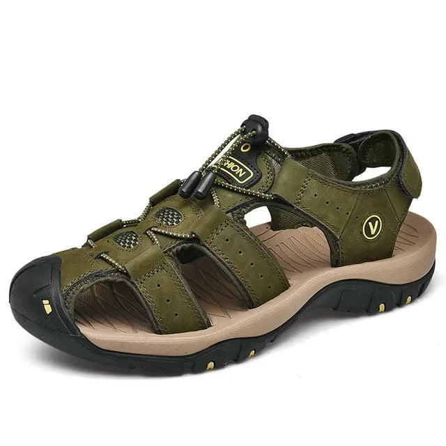 Classic Men's Sandals Summer Genuine Leather Sandals Breathable Men Cow Leather Shoes Men Sandals Soft Outdoor Men Roman Sandals