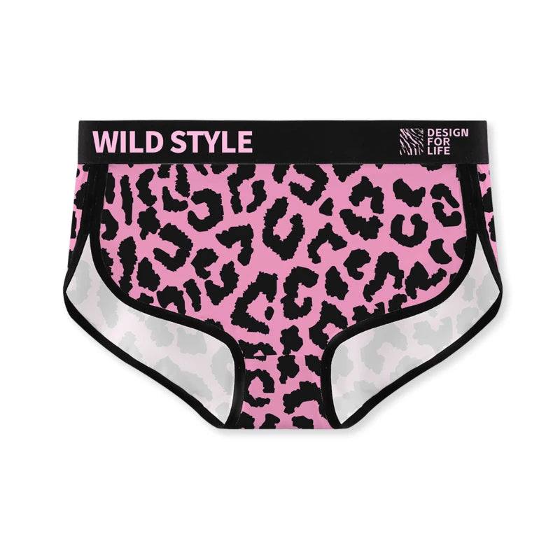 MAIMENG Women's triangle pants Pink leopard print ice silk women underwear 7A antibacterial mid waist comfortable sexy panties