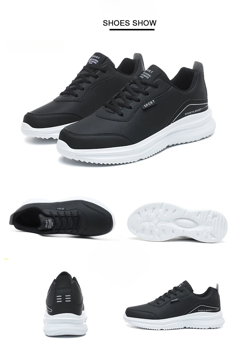 Men Running Shoes Leather Waterproof Anti Slip Sneakers Men Wear-resistant Men Walking Sport Shoes Comfortable Men's Shoes