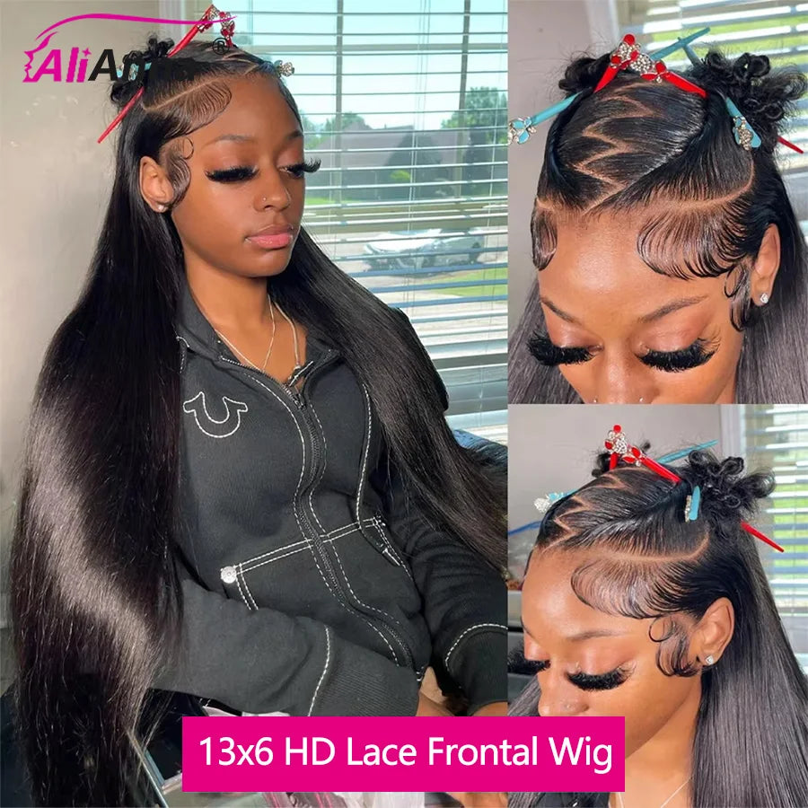 30Inch Straight Human Hair Wigs for Women 13x6 HD Transaparent Lace Frontal Wig Multi Parting Pre Plucked Indian Raw Hair Wig