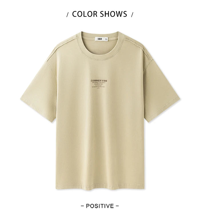 Semir Men T Shirts Short-Sleeve T-Shirt Summer New Arrival 2024 Loose Fit And Contrasting Print Design Simple Tee Top Men