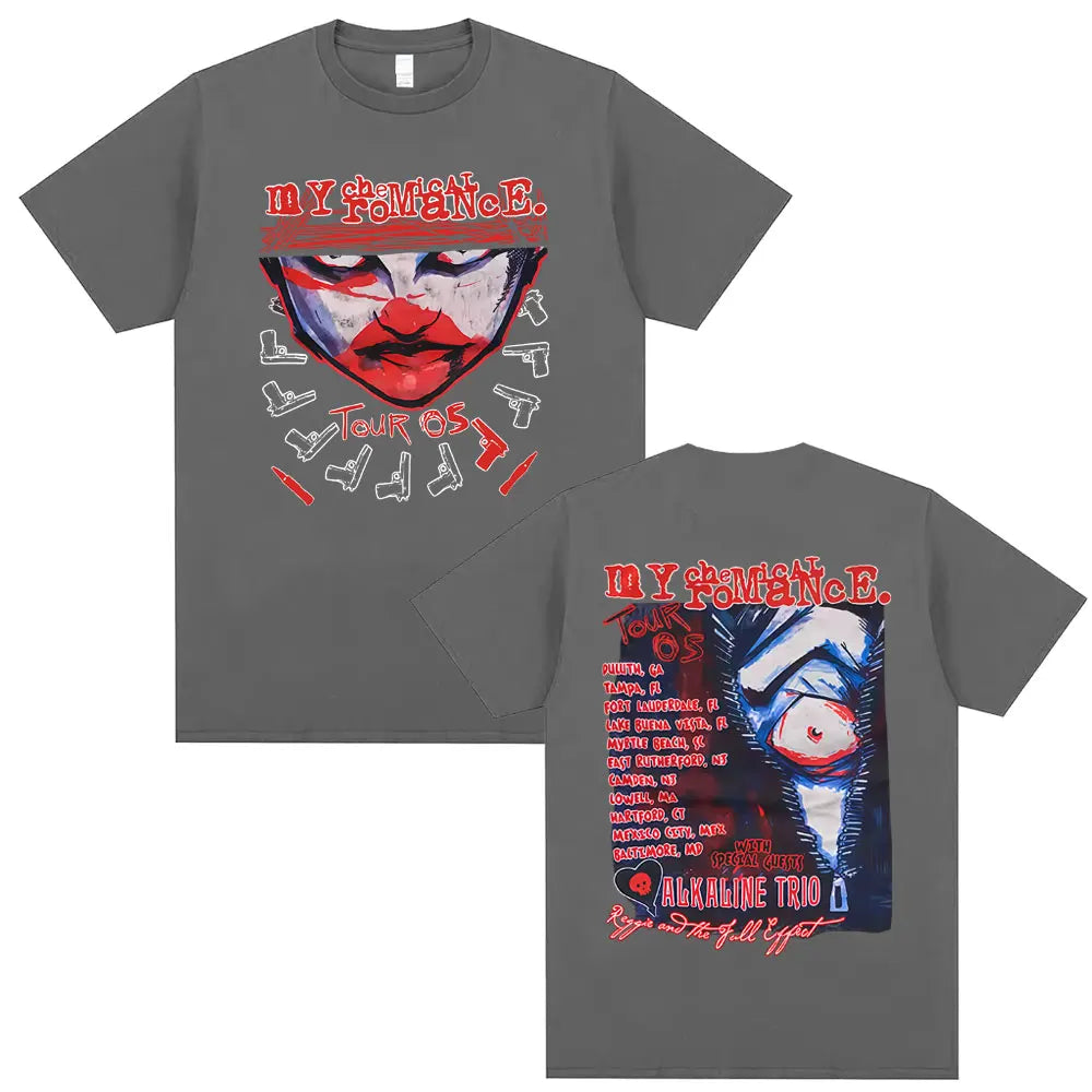 90s Punk Band My Chemical Romance Tour 2005 T-shirt Men Women Gothic Fashion Street Oversized Tshirt Male Soft Cotton T Shirts
