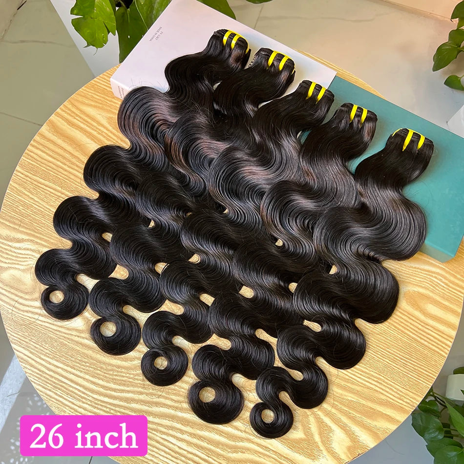 Body Wave Bundles 100% Unprocessed Raw Vietnamese Human Hair Wavy Curly Hair Weave Extensions Natural Black Color For Women
