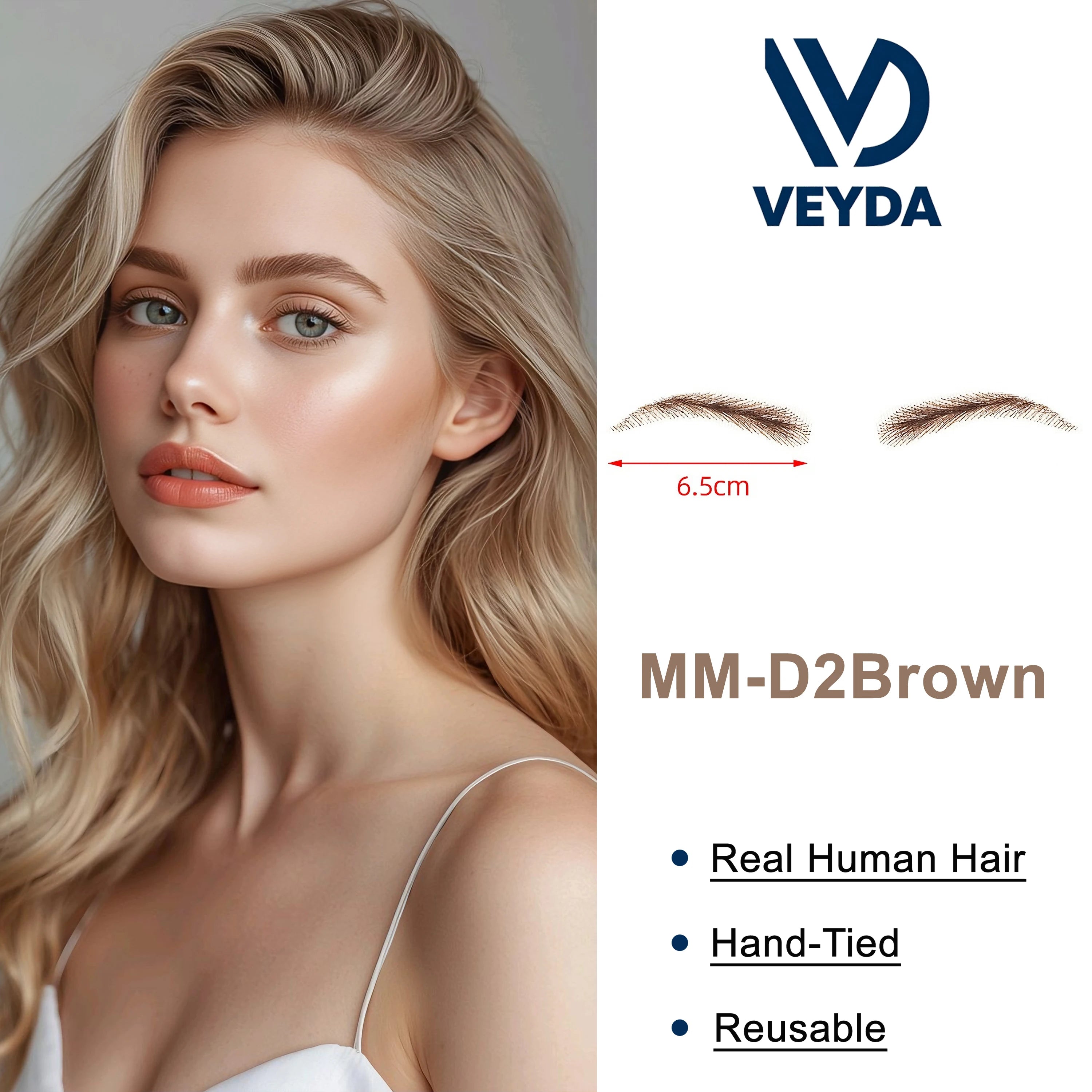 6 New Styles Invisible Natural Black Fake Eyebrows For Adult Males and Females 100% Human Hair Handtied Lace Base Natural Growth