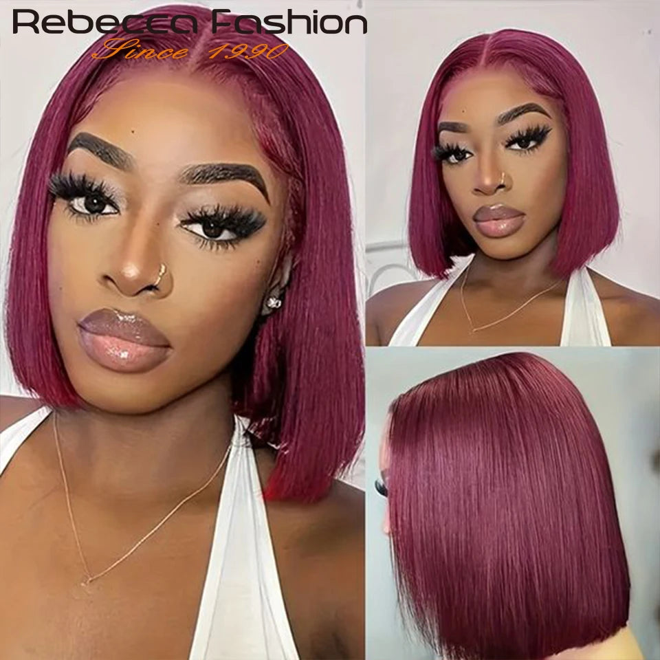 Straight Bob 100% Human Hair Lace Wig For Women Brazilian Remy Hair Middle Part Lace Easy Wear T Part Lace Wigs Clearance Sales