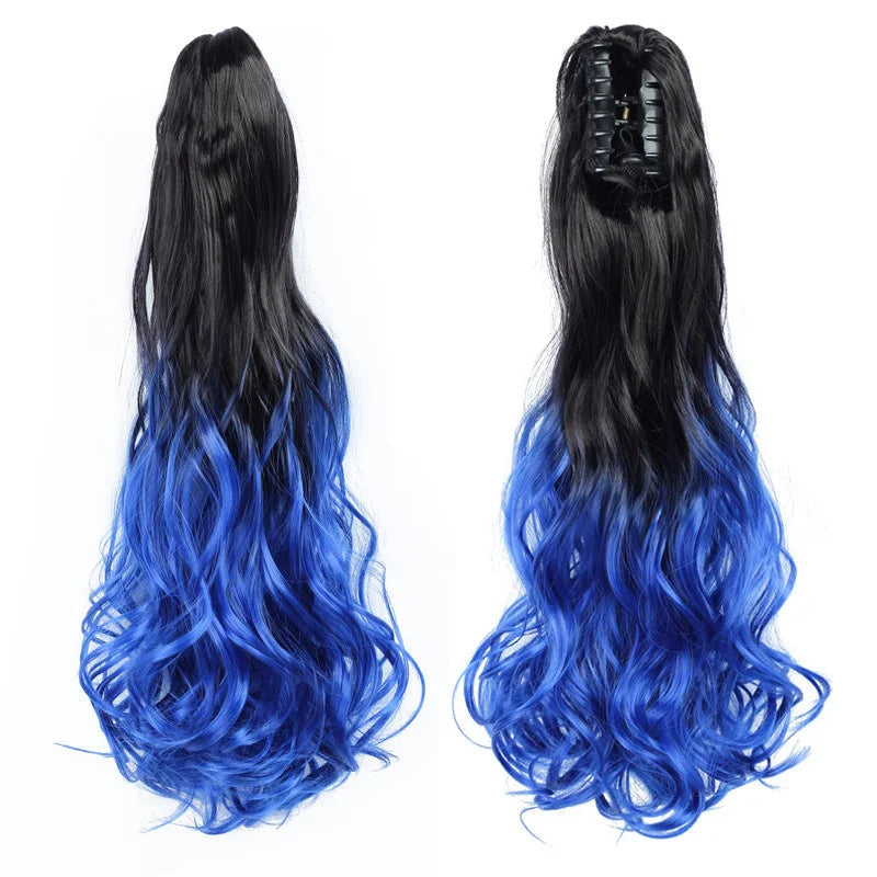 Curly Ponytail Extension Claw Clip in 24" Ponytail Hair Extension Synthetic Wavy Ponytail Extension Fluffy Natural Hairpieces