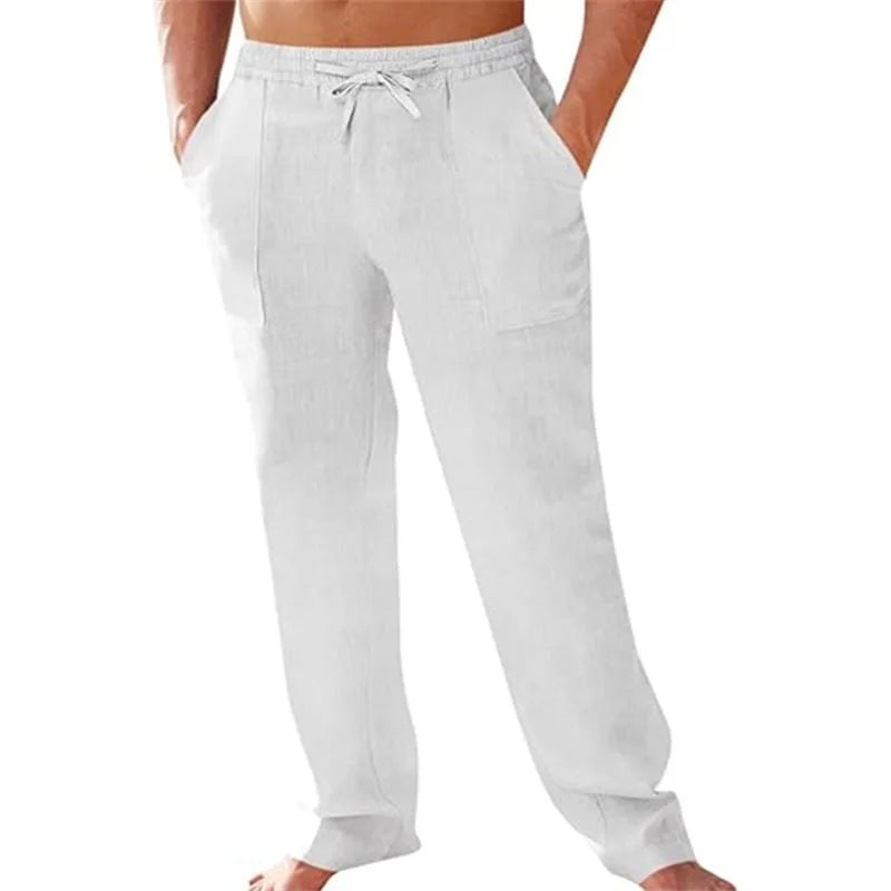 Summer and autumn plus size S-5XL men's pure cotton linen sports and fitness pants breathable casual training jogging pants stre