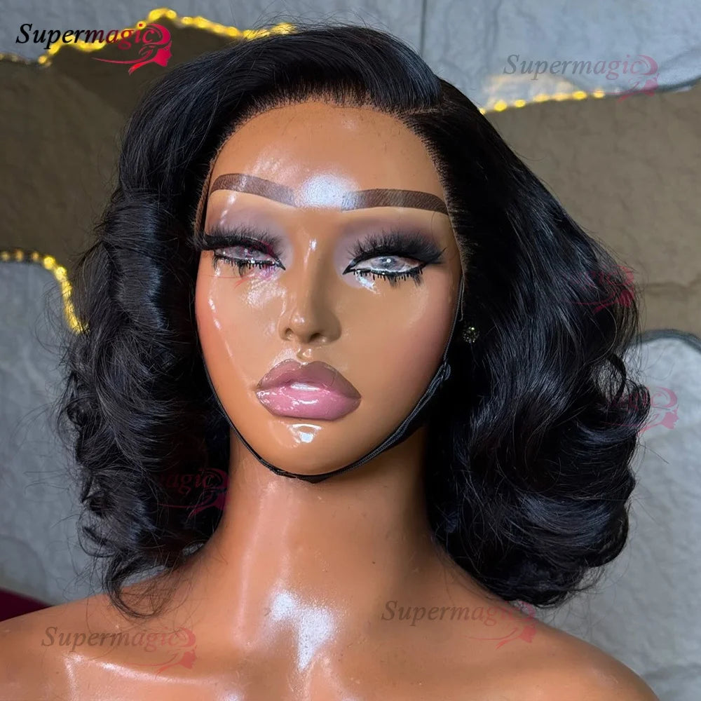 16" Loose Bouncy Curly 300 Density Glueless Lace Frontal Human Hair Wig Ready To Wear 5x5 HD Lace Wig Preplucked Hair For Woman