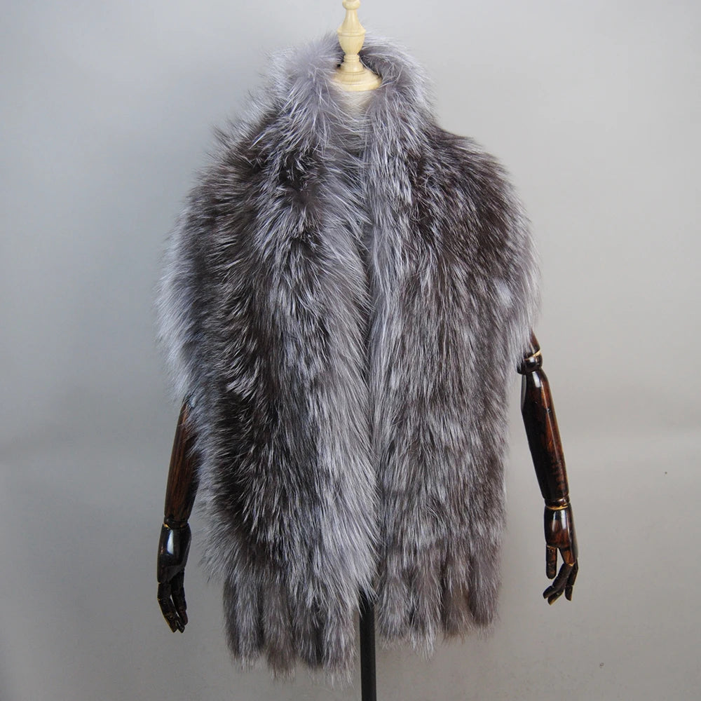 Hot Sale Genuine Fox Fur Shawl For Women Real Natural Fox Fur Female Capes And Wraps For Wedding Bride Winter Warm Outwear Scarf