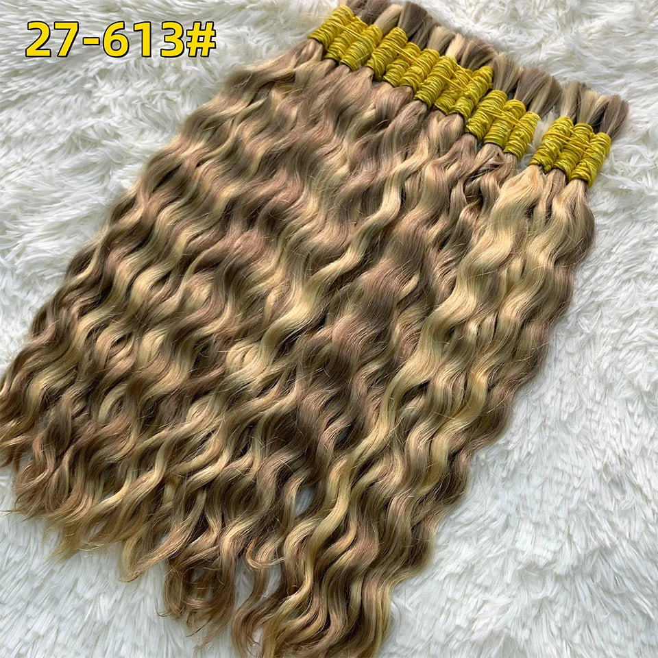 Bulk Braiding Hair 100% Human hair Virgin Deep Wave Unprocessed No Weft Boho Braids Human Hair Bulk Extensions Brazilian Remy 1B