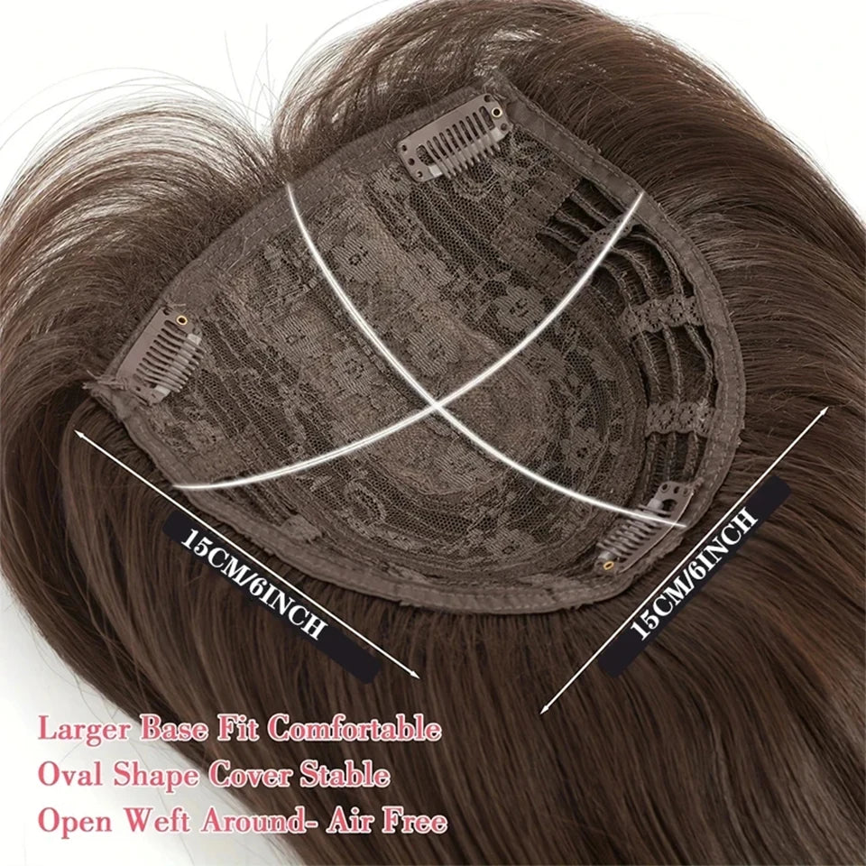 Synthetic Topper Clip In Hair Extensions with Bangs for Women Increase The Amount Of Hair On The Top Of The Head Cover The White