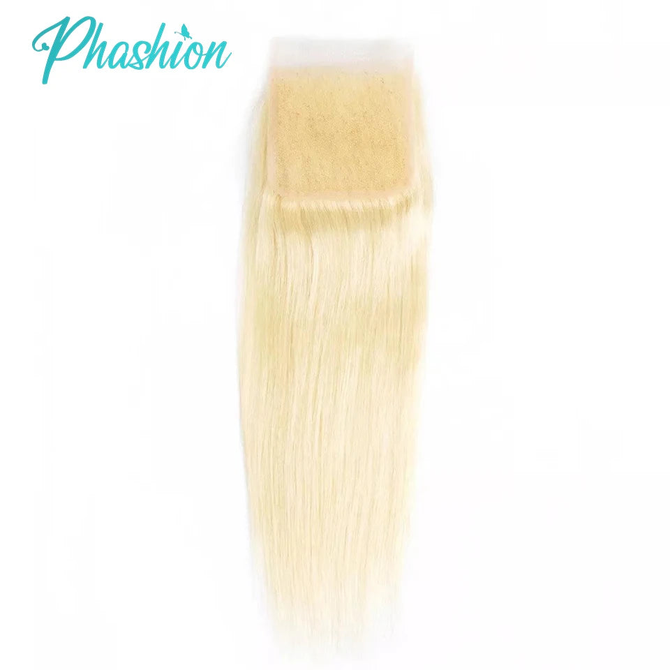 Phashion Blonde 5x5 Lace Closure 613 Straight 13x4 Lace Frontal Only Swiss Transparent Pre Plucked Brazilian Remy Human Hair