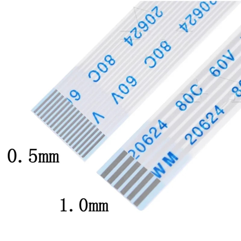 0.5/1.0mm Pitch 500mm 50cm FPC FFC Flexible Flat Cable AWM 20624 80C 60V VW-1 Ribbon Wire 4/6/8/10/12/14/16/20/26/30/40/50/60Pin