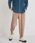 Pleats Pleated Commuter Pants Men's 2024 Autumn New Draped Elastic Trousers Casual Japanese Men Solid Color Nine Minute Pants