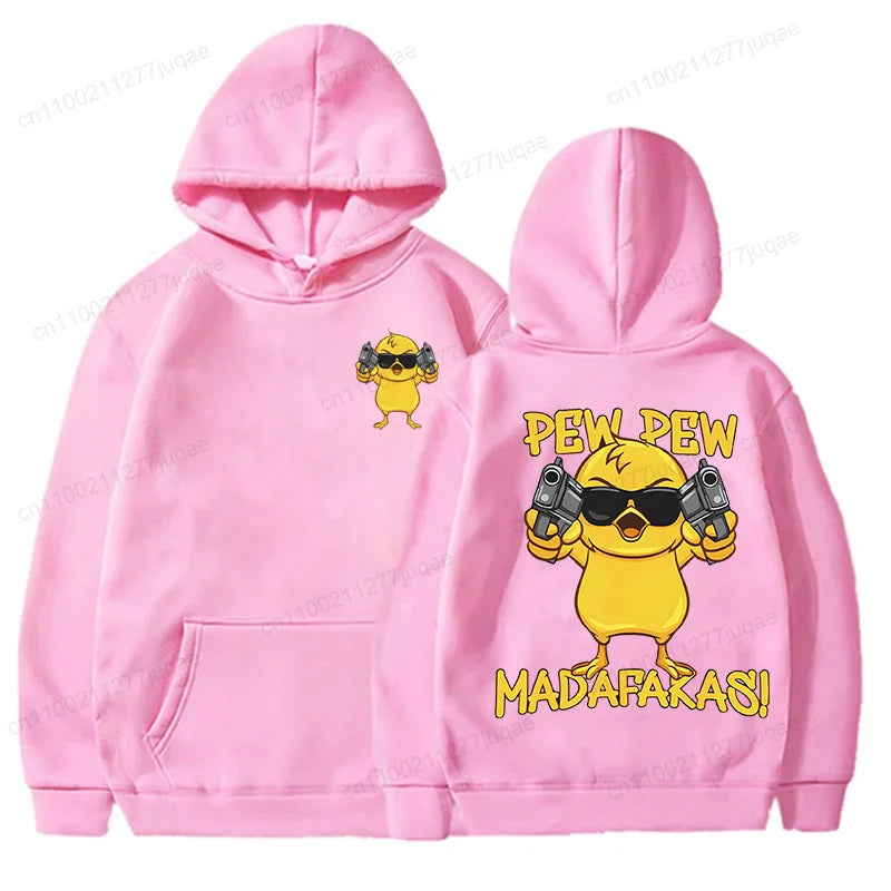 Pew Pew Madafakas Men's Hoodies Cute Chick Funny Graphic Sweatshirts Tops Trendy Streetwear Male Oversized Hooded Hoodie Clothes