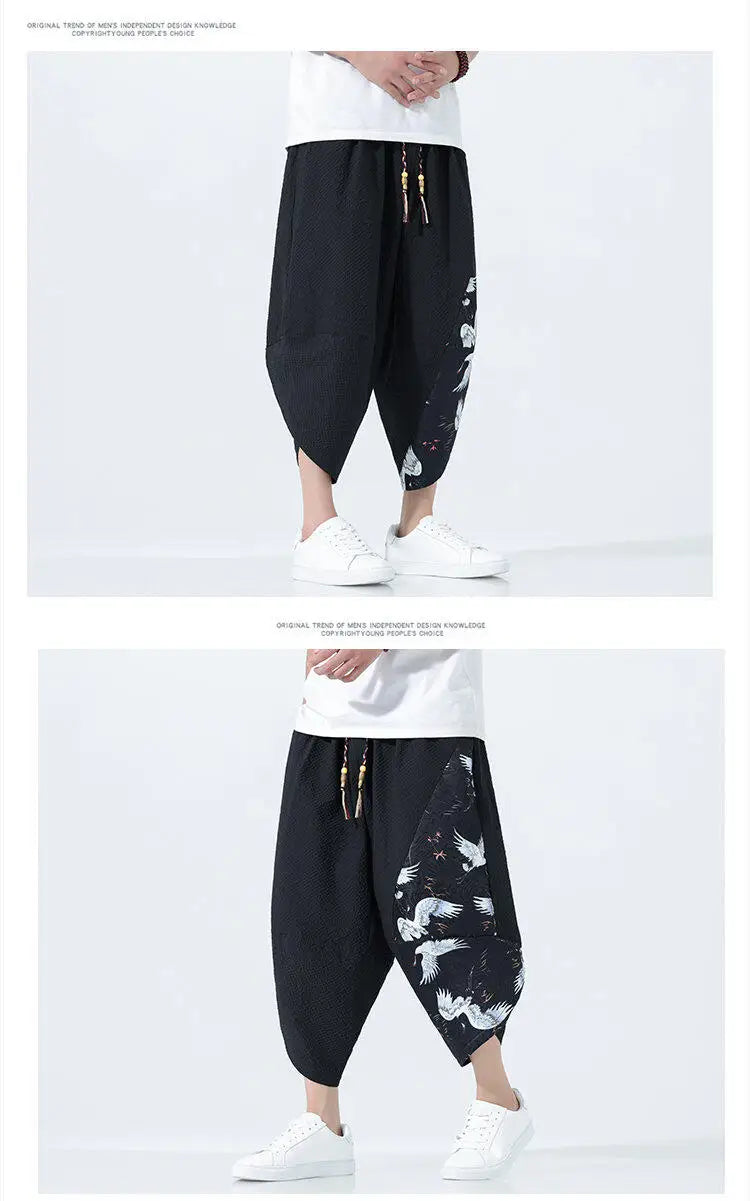 Summer Shorts Men Japanese Style Retro Comfortable Breathable Beach Pants Men Elastic Waistband Thin Loose Harun Casual Trousers