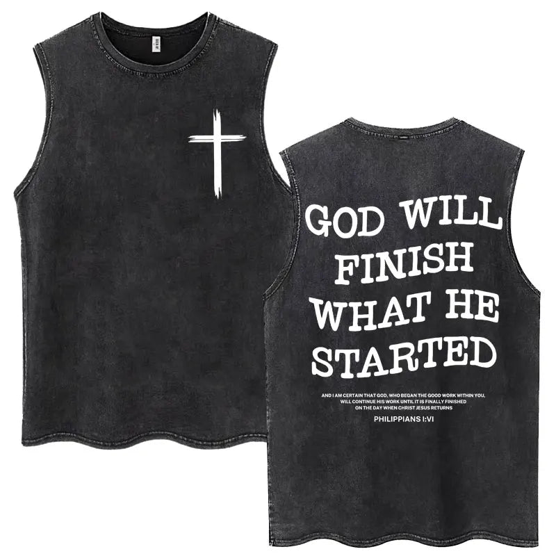 Christian Jesus Church Vintage Washed Tank Tops Bible Verse God Loves You Sleeveless T-shirt Men Women Cotton Loose Y2k T Shirts
