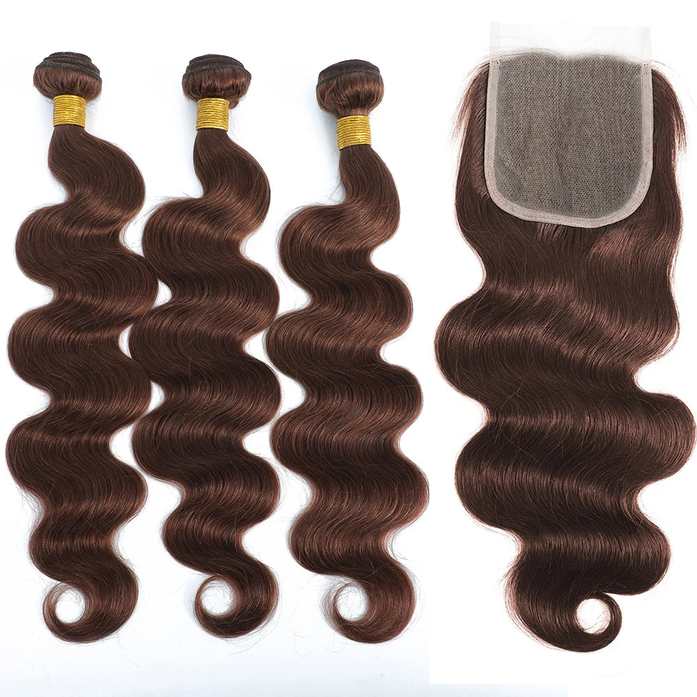Ombre Color Body Wave Human Hair Bundles with closure Brazilian human hair 1b/4/27 Hair Weave Bundles human Hair Extension 4x4