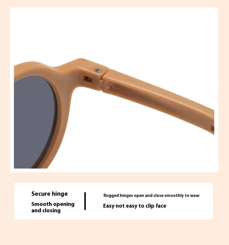 New Folding Children's Fashionable Round Sunglasses Cute Eyeglasses For Boys Girls Baby Sunshade And UV Protection