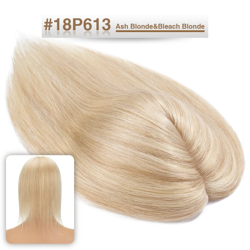 S-noilte 7x13cm Real Hair Toppers Silk Base Natural Hair Wig 100% Human Hair Prosthesis woman Brown Wigs Clip In Hair Extensions