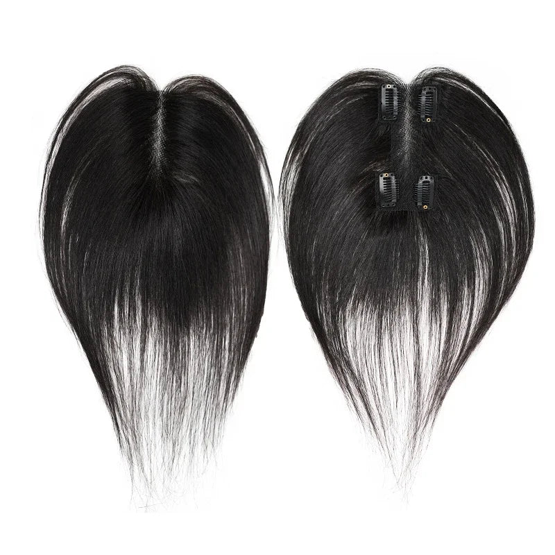 25cm 100% Human Hair 4clips Women's Natural Forehead Whitening Hair Enhancement Head Curtain 3D Eight Character Air Bangs