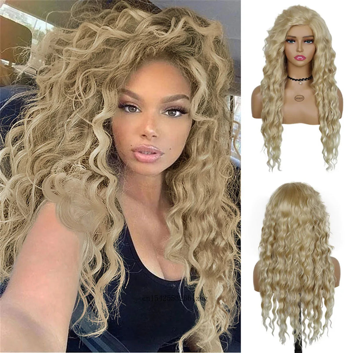 GNIMEGIL Synthetic Grey Hair Long Water Wave Wigs for Women Natural Fluffy Curly Wave Wig Cosplay Halloween Party Heat Resistant
