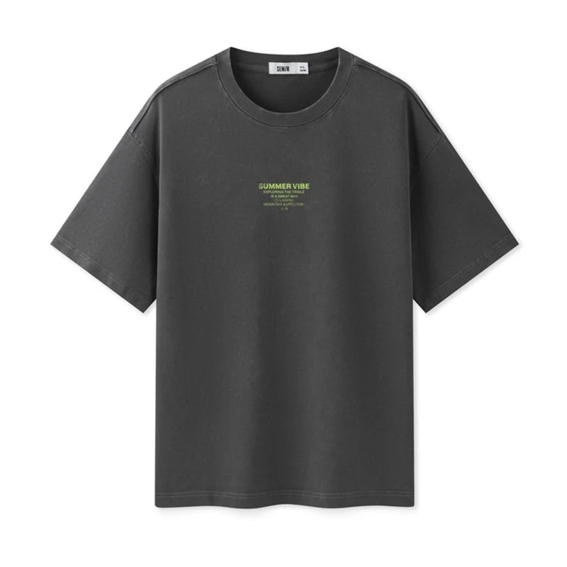 Semir Men T Shirts Short-Sleeve T-Shirt Summer New Arrival 2024 Loose Fit And Contrasting Print Design Simple Tee Top Men