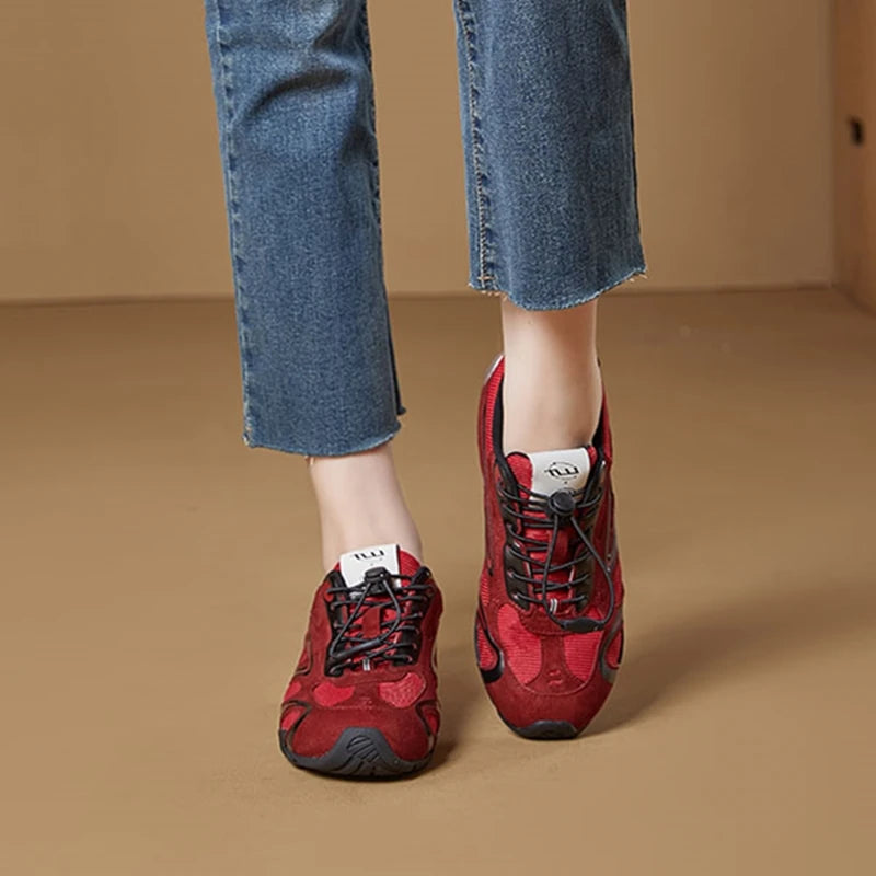 2026 New Women's Flat Sneakers Non-slip Running Women Moral Training Shoes Large-Size Colorblock Casual Skateboard Shoes Female