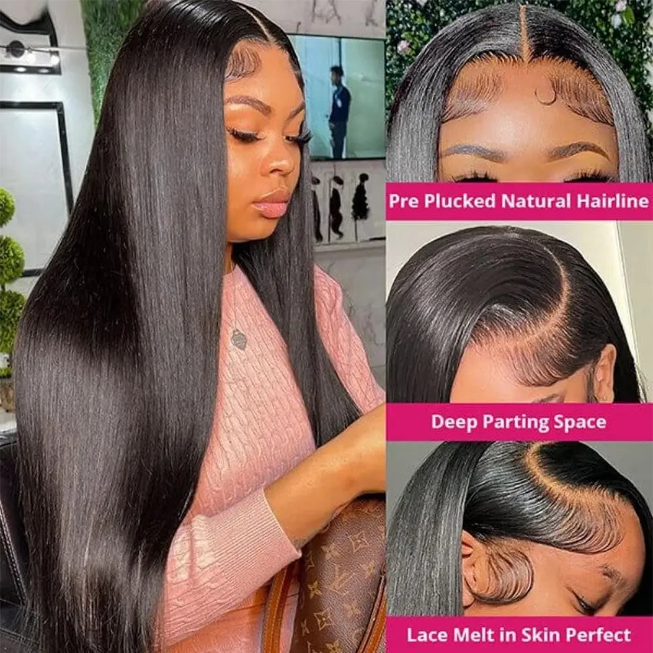 Glueless Wigs HD Transparent Lace Front Human Hair Wig 13x4 13x6 Bone Straight Frontal Wig Pre Plucked 4x4 HD Lace Closure Wig