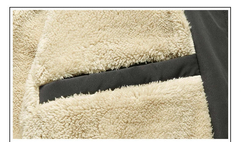 BROWON Winter Clothes Men Jacket Business Casual Solid Thick Fleece Jacket for Men Stand Collar Oversized 8xl Outerwear Coats
