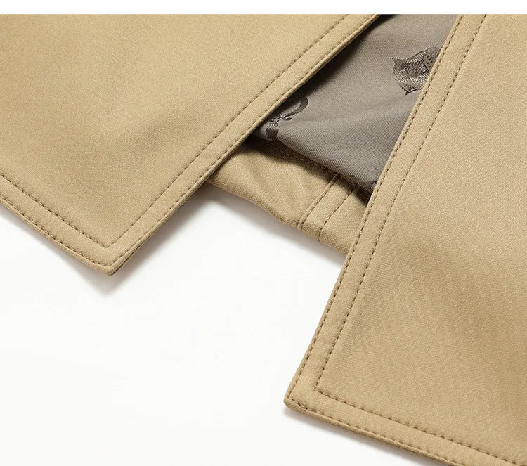 Spring Autumn New Fashion Men's Solid Color Simple Casual Trendy Double-breasted Long Sleeve Plus Size Trench Male Coat Clothes