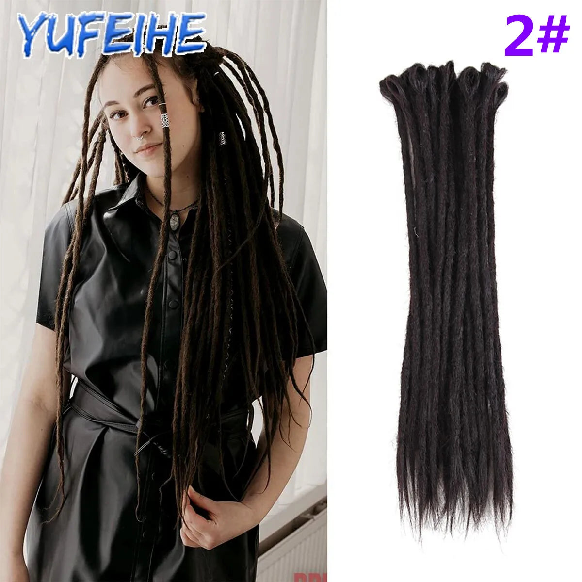Dreadlocks Extensions Thin 0.7cm Width Synthetic Crochet Braids Hair Dreads Fake Hair Ombre Mint Green Reggae Hip Hop Style Pink