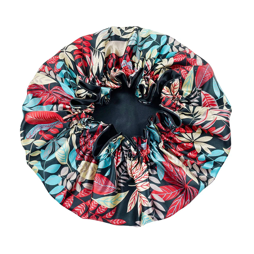 New Solid Women Satin Bonnet Fashion Stain Silky Big Bonnet for Lady Sleep Cap Headwrap Hat Hair Wrap Accessories Wholesale