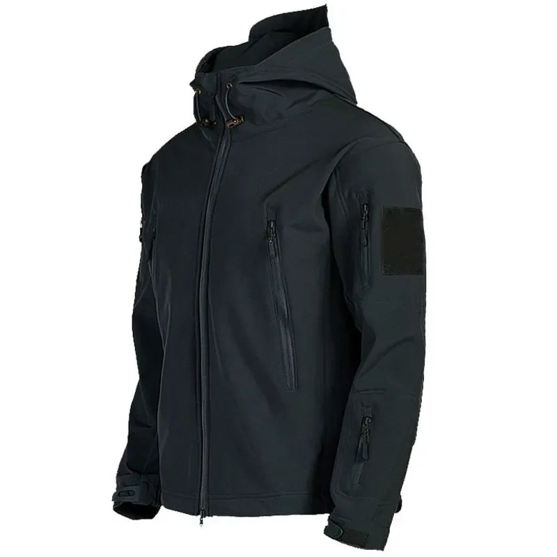 2025 New Fashionable Shark Skin Soft Shell Jacket Men's Tactical Windproof Waterproof Jacket Men's Jacket Hooded Jacket S-XXXXL